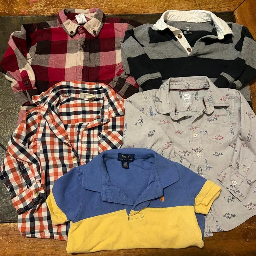 9pc Toddler Boy Bundle 2T Polo OshKosh Old Navy Carters Shirts Pants Lot